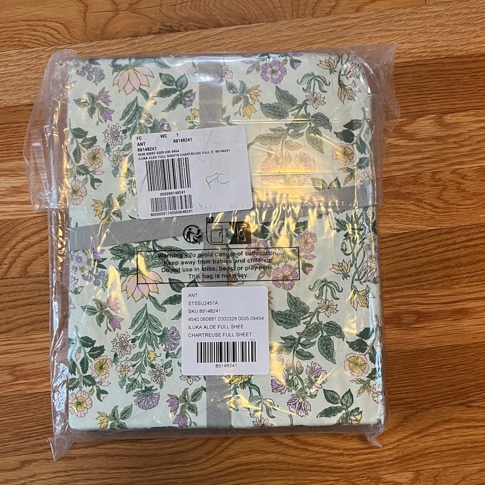 Anthropologie Iluka Aloe Full Sheet Set in Chartreuse NIP - Picture 5 of 10